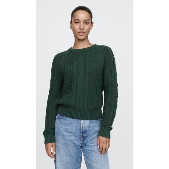 GAP Sweaters - GAP Sweater Classic Cable Knit Size XXS Women Green 100% Cotton Holidays Preppy